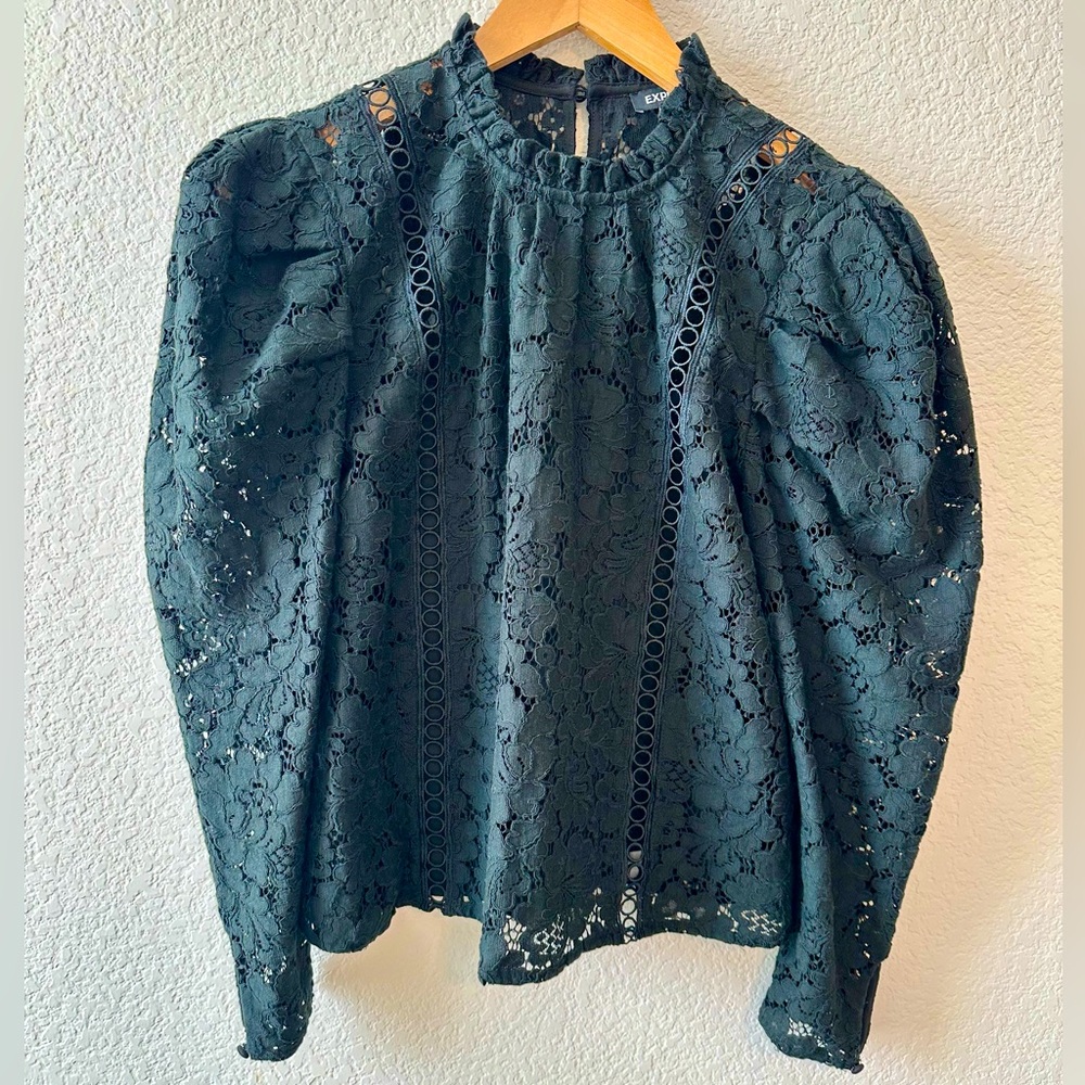 Express Long Puff Sleeve Lace Blouse Women’s Size XS